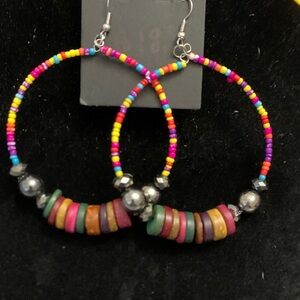 Multicolor Beaded Hoop Earrings
